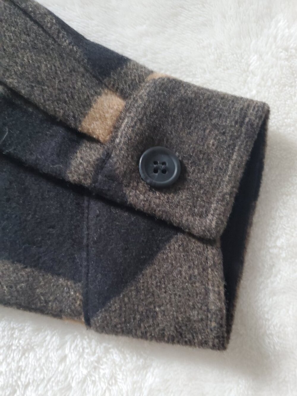 Woolx Sawyer Merino Wool Blend Shacket Caramel Black Plaid Loose Fit Small - Picture 14 of 16